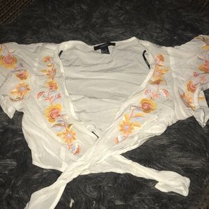 Crop top white shirt with a front tie